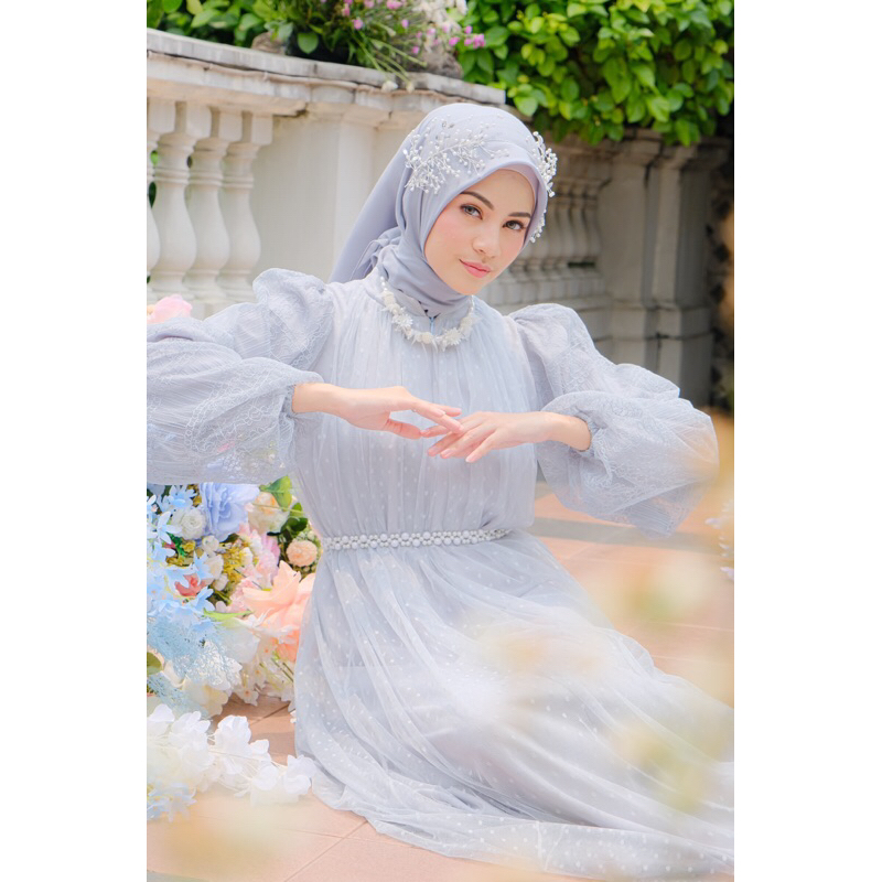 Ounadoutfit AURORA DAN CLARA dess eid series / dress lebaran muslim / pakaian pesta mewah / dress tille kondangan / baju lebaran wanita / outfit lebaran muslim