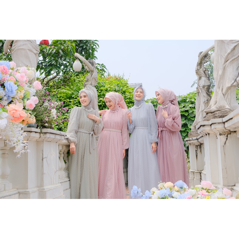 Ounadoutfit AURORA DAN CLARA dess eid series / dress lebaran muslim / pakaian pesta mewah / dress tille kondangan / baju lebaran wanita / outfit lebaran muslim