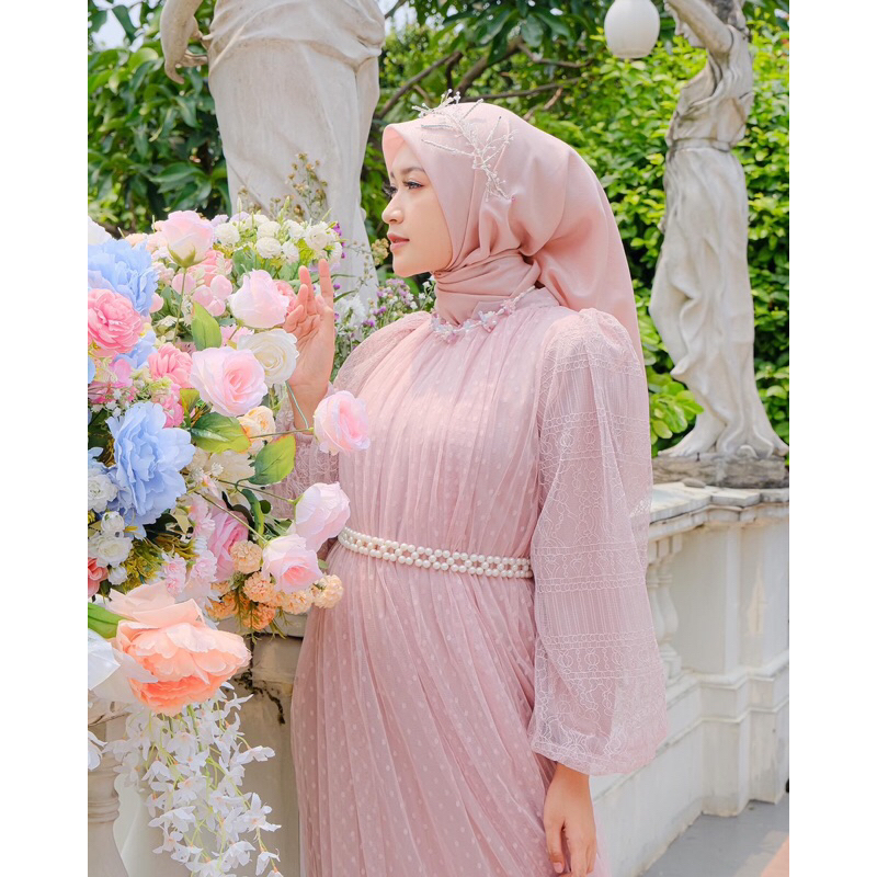 Ounadoutfit AURORA DAN CLARA dess eid series / dress lebaran muslim / pakaian pesta mewah / dress tille kondangan / baju lebaran wanita / outfit lebaran muslim