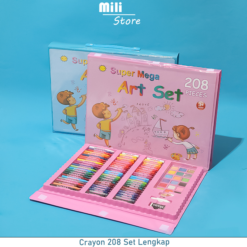 Crayon Set 208 Pcs Cantel Alat Menggambar Lengkap 1 Paket Pensil Warna Murah Alat Lukisan Art Set