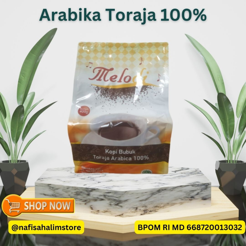 

Kopi Arabika Toraja Melodi 400gram bubuk Original Halal BPOM