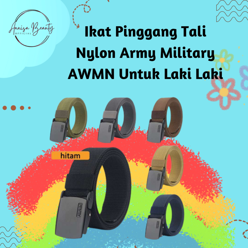 Ikat Pinggang Tali Nylon Army Military AWMN Untuk Laki Laki, Perempuan dan Anak sekolahan