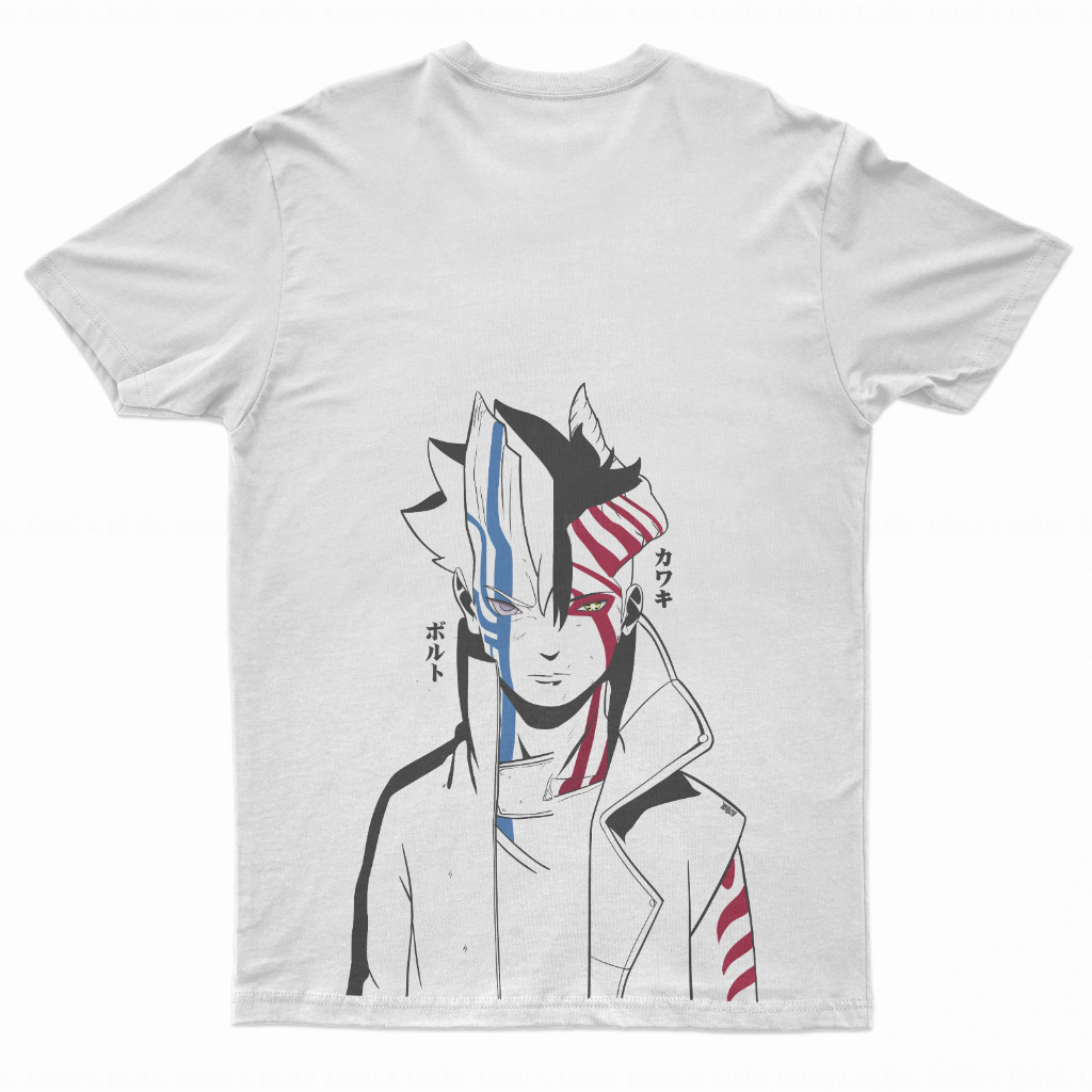 TORIZU Tshirt Boruto x Kawaki Karma WHITE Anime Manga Naruto Premium Unisex