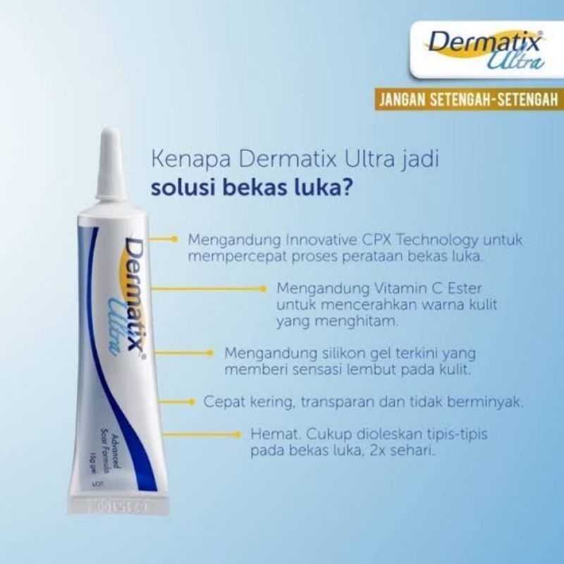 Dermatix Ultra Gel 15 gram. Gel Bekas Luka, Gel Cedera Kulit, Gel Keloid, Gel Jaringan Parut, Gel Luka Parut