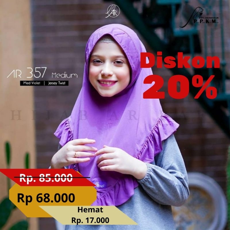 Hijab Arrafi AR 357 Bergo Jilbab Kerudung Tudung Kudung Instan Non Pet Marron