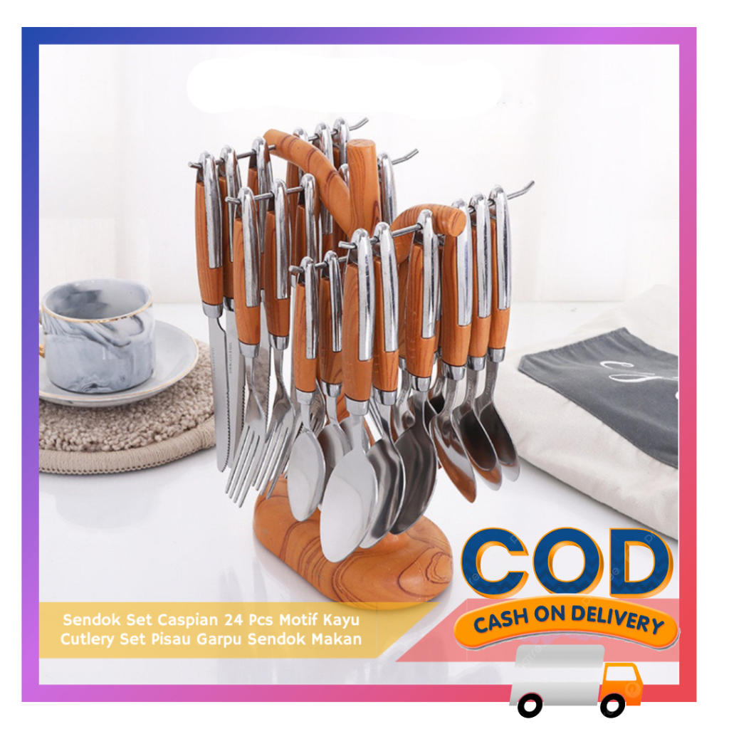 SENDOK POHON MOTIF KAYU CASPIAN 24pcs Berkualitas
