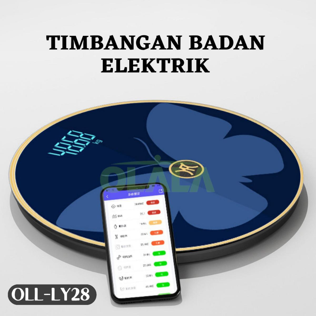 TIMBANGAN BADAN DIGITAL BULAT MOTIF KUPU-KUPU OLL-LY28