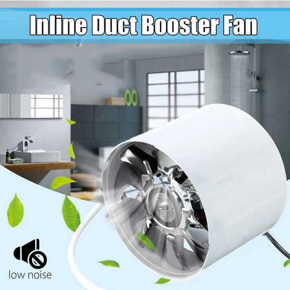 4Inch Inline Duct Exhaust Fan Booster Exhaust Blower Air Cooling Vent Metal Blades Blower ​Booster Metal Blade Metal Inline Duct Fan Booster Exhaust Blower Air Cooling Vent 220V