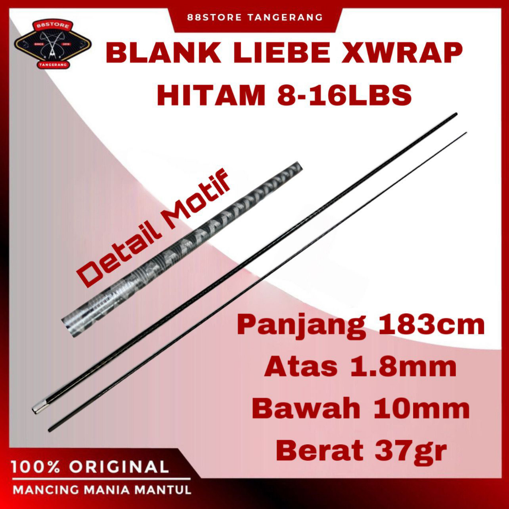 88storetangerang Liebe blank hollow liebe xwrap hitam 8-16lbs 183cm bahan joran lesath gsi