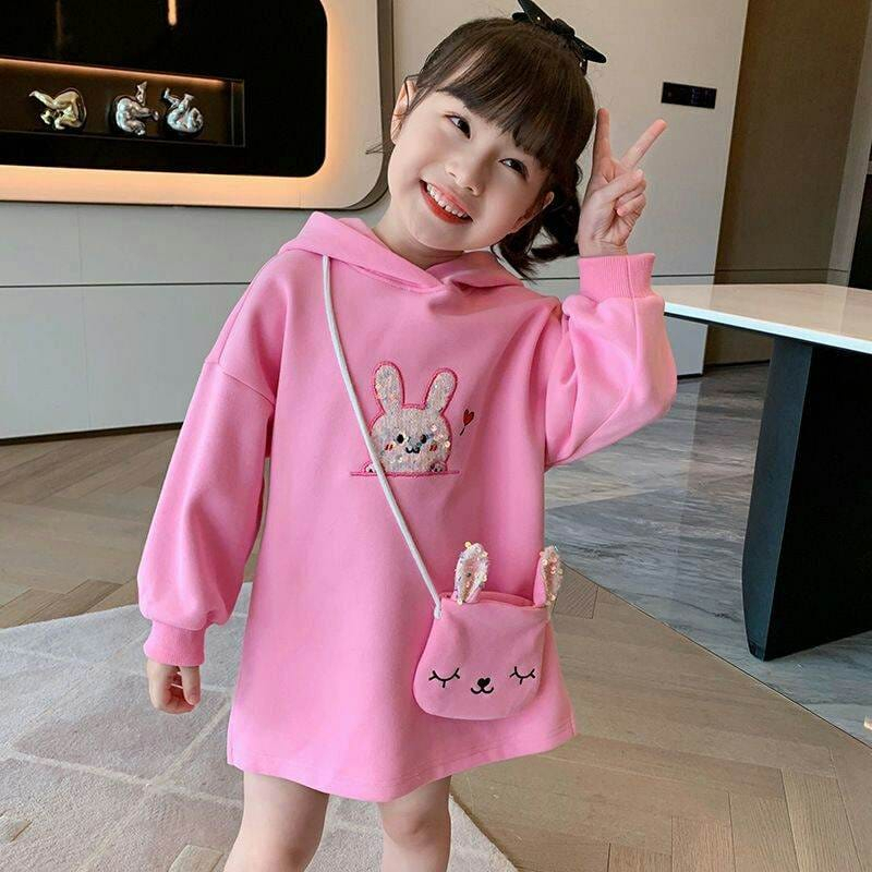 Sweater Dress Anak Perempuan Rabbit Dengan Tas Selempang