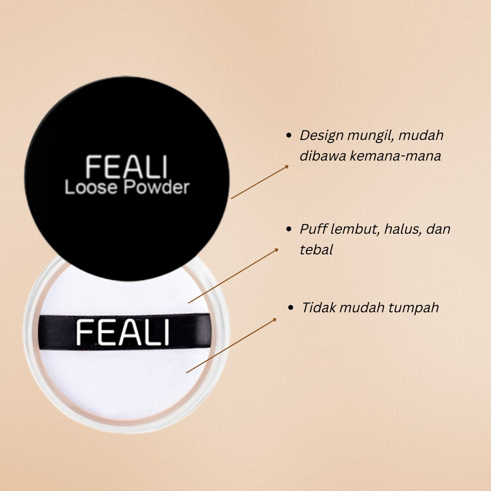 (RM) FEALI Super Fine Loose Powder Natural / Bedak Tabur Tahan Hingga 12 Jam Make Up - BEDAK TABUR WATERPROFF