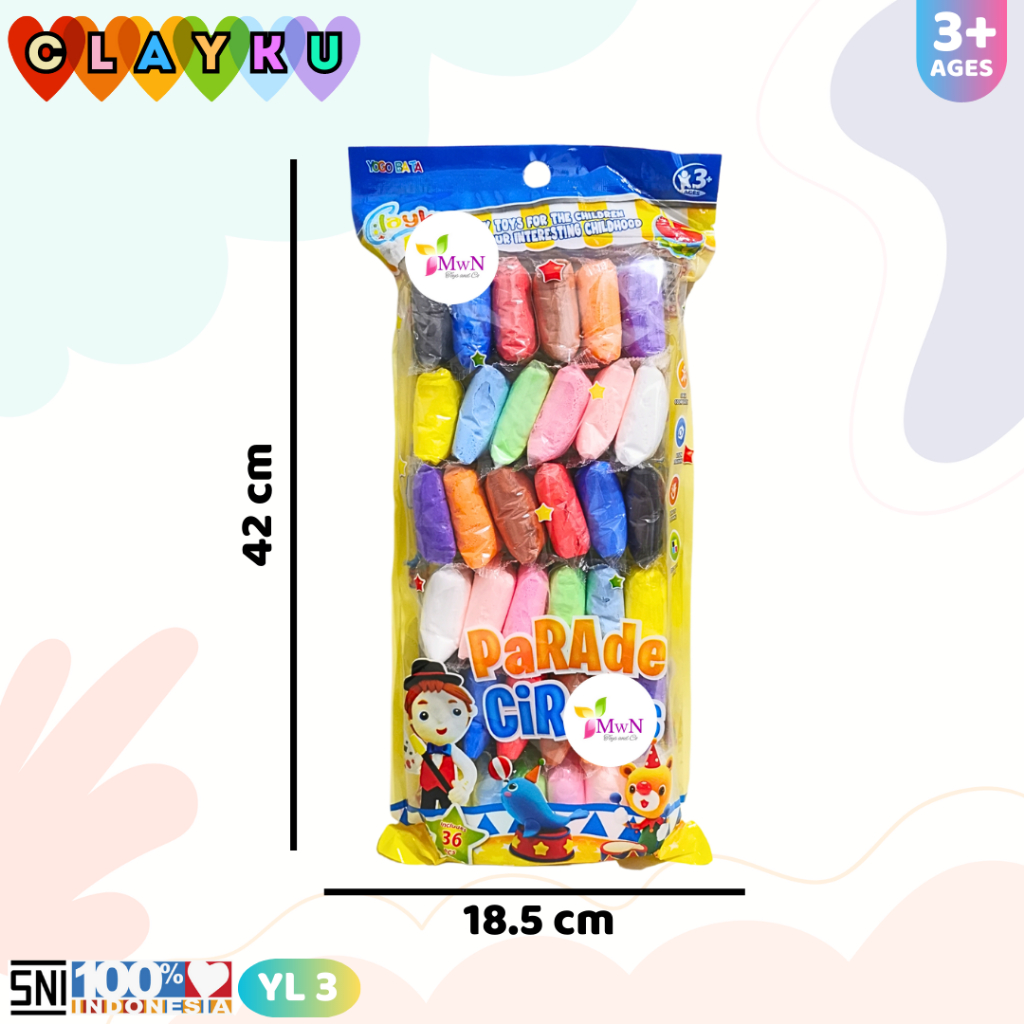 MWN  Mainan Edukasi Clayku Lilin Polymer isi 36pc YL3