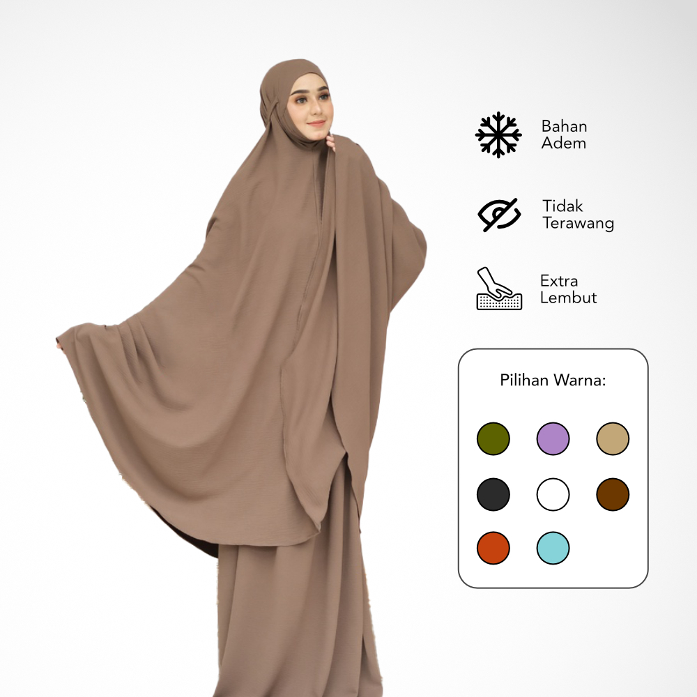 Shadiyah Mukena Dewasa Crincle Airflow Polos Premium Jumbo Original Free Bross Warna (Army, Lavender, Mocca, Hitam, Putih, Dark Brown, Merah Bata, Biru Wardah) Sakura