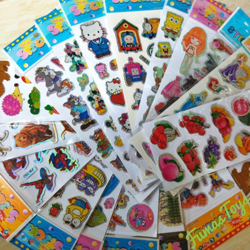 

⭐TAJIR TAJUR⭐ Sticker Karakter Hologram / Sticker Anak Gambar Timbul / Mainan Anak Menempel