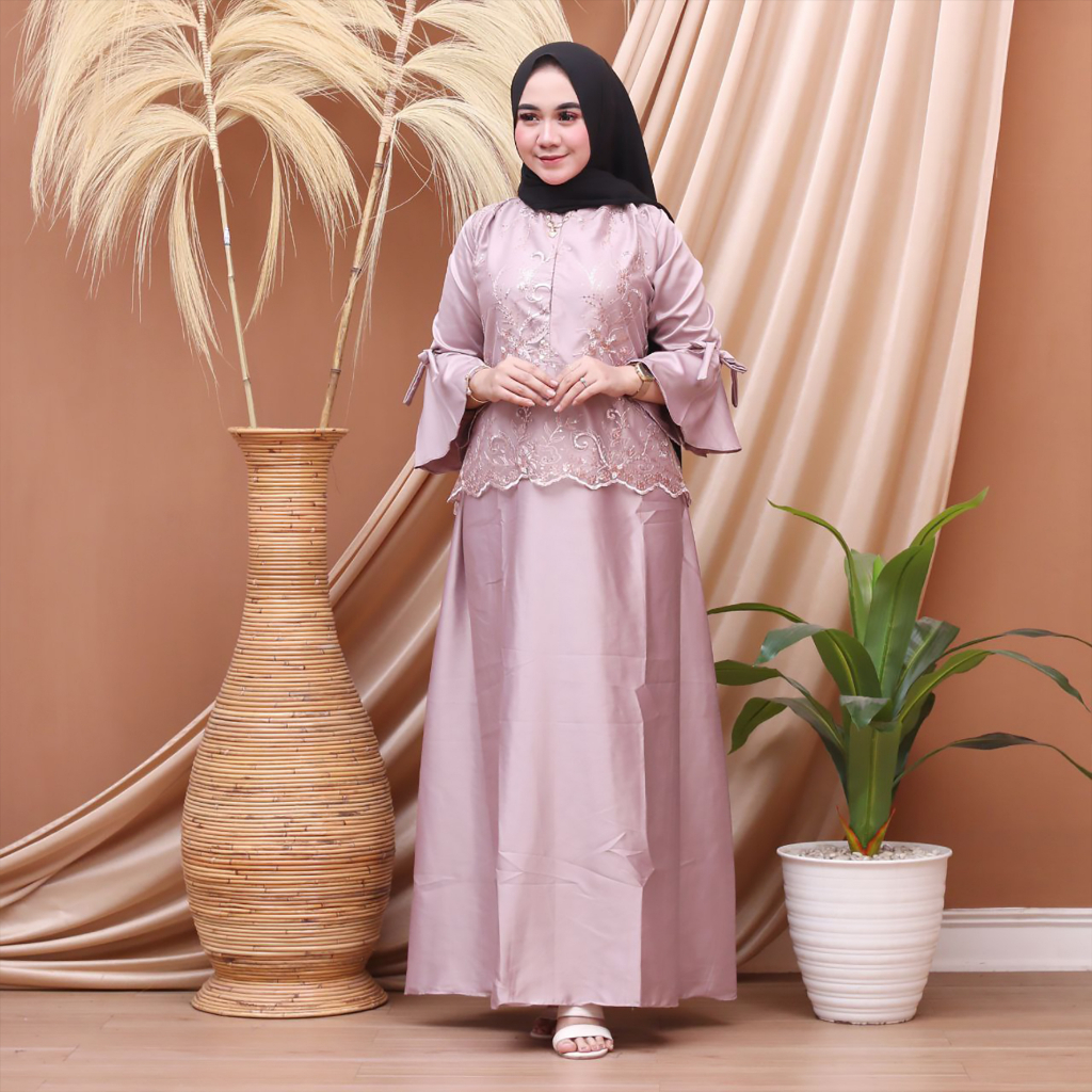 Saroja (581) Gamis Brokat Kekinian Gamis Mayasa | SJ Fashion