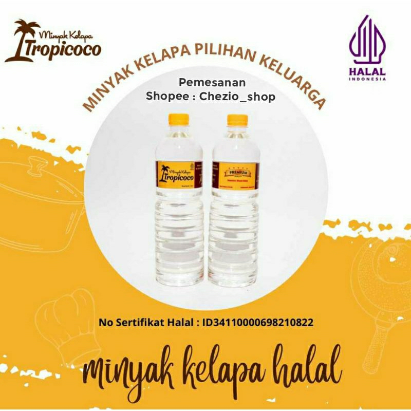 

TROPICOCO Minyak Kelapa HALAL 1 liter / Minyak Goreng Kelapa Sehat Tropicoco
