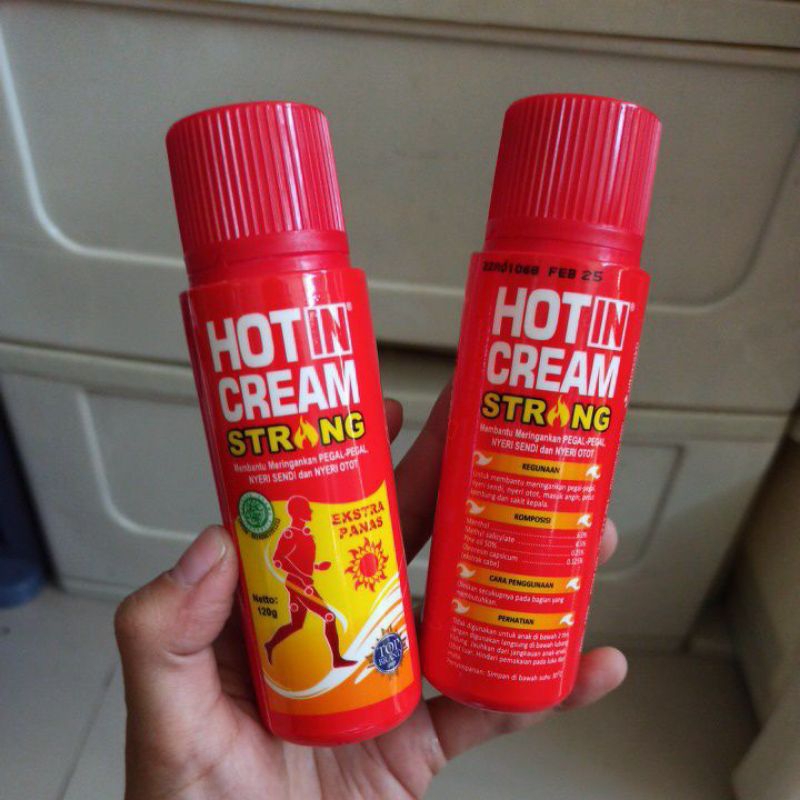 HOTIN CREAM STRONG botol merah putih panas krim pegal nyeri sendi otot 120 gram 120gr