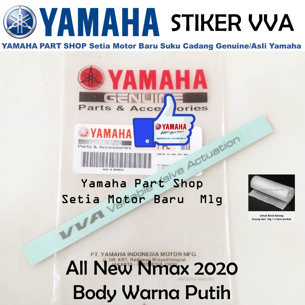Stiker VVA Logo Emblem Warna Body Putih All New Nmax N Max ABS NON ABS 2020 Asli Yamaha