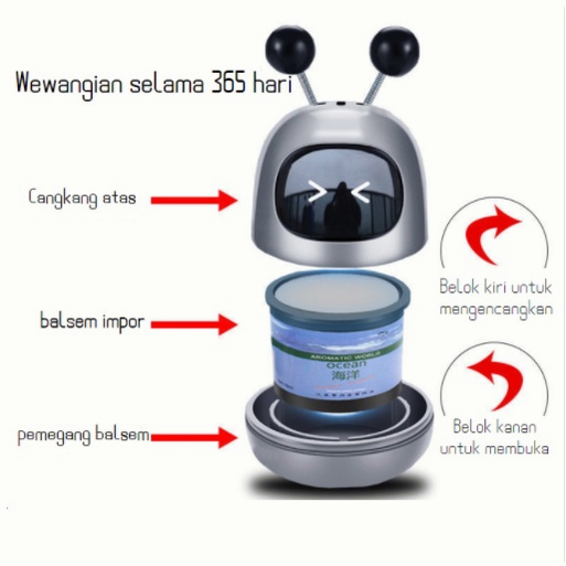 WTW11 Mobil Dekorasi Robot pengharu mobil Parfum Mobil Aromaterapi Dekorasi Interior Mobil Dekorasi Tahan Lama Cahaya Wewangian Robot Balm