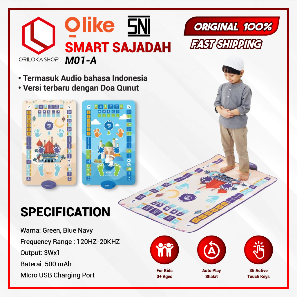 OLIKE Smart Sajadah Anak / Sajadah Pintar - Garansi Resmi - Ungu