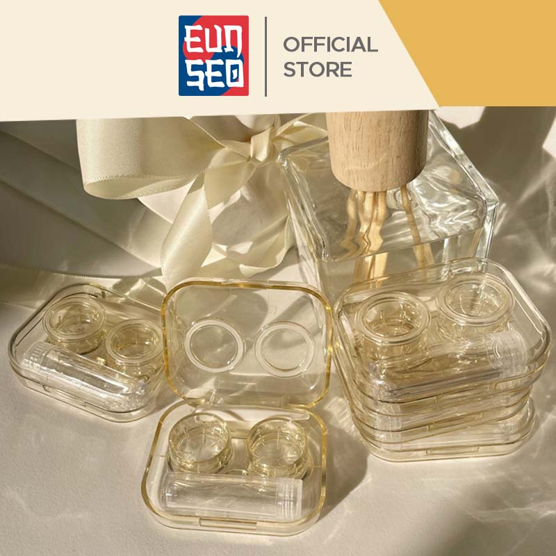 EUNSEO Kotak Softlens Transparan Premium Case Softlens Bening + Jepitan + Botol Import Korea