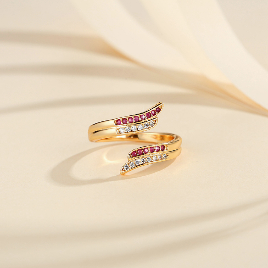 Y025 [COD✔] Cincin Terbuka Kristal Titanium Berlian Wanita Ukuran Yang Dapat Disesuaikan