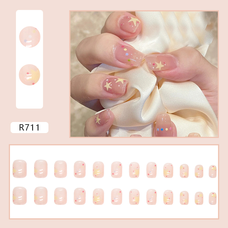 Pretty Kuku Palsu 24Pcs Tipe R Free Lem/Fake Nails Cute Non Box/Long Nails Fashion Acylic Free lem 2gr/Fake Nail Art