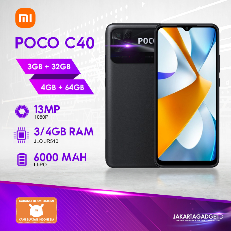 Xiaomi Poco C40 3GB+32GB 4GB+64GB Garansi Resmi Xiaomi Indonesia 1 Tahun