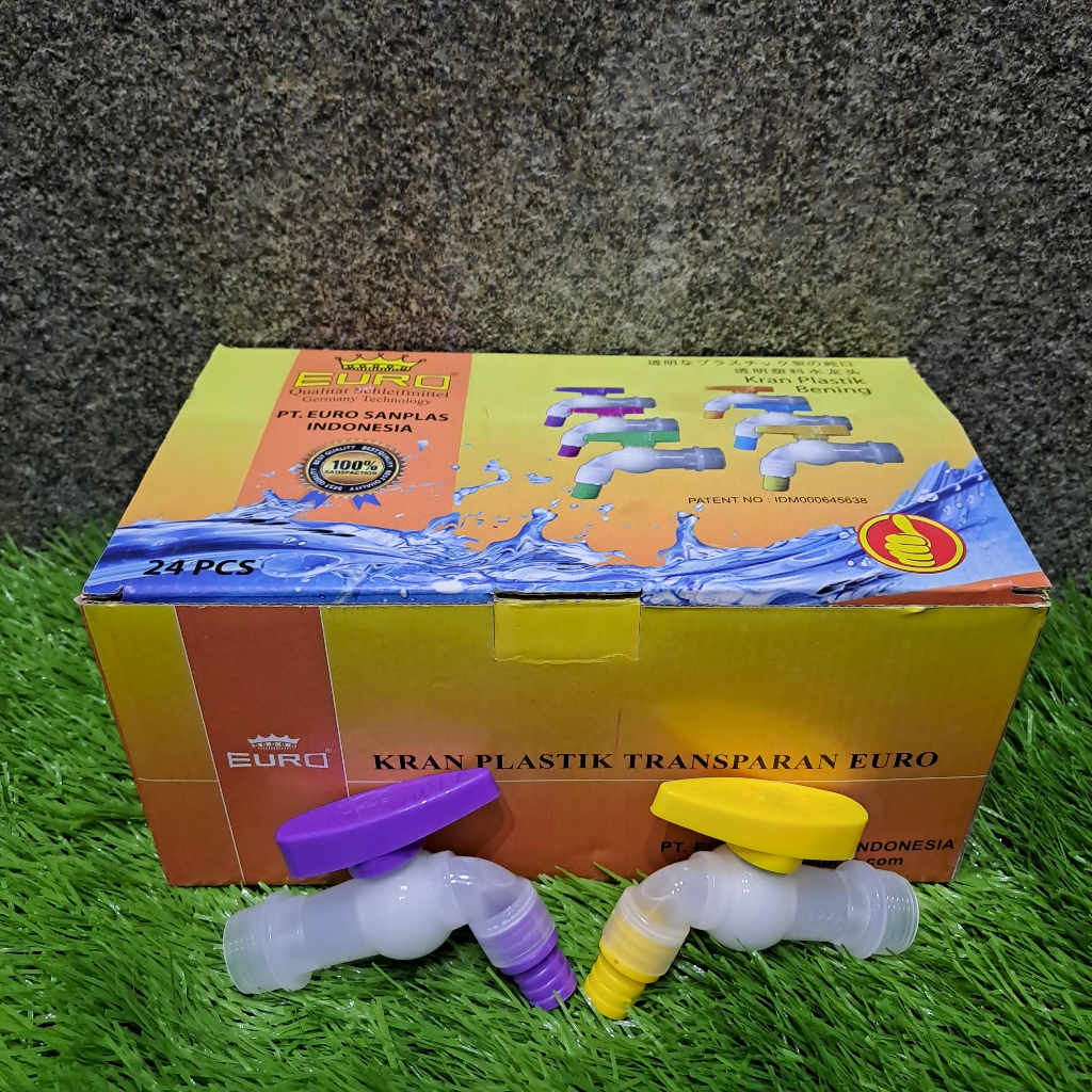 Kran PVC Euro  1box 24pcs 6 warna keran air plastik transparan warna-warni harga 1 dus 24pcs