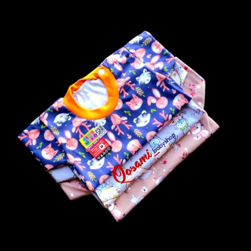 CIKO MIKO 3 pcs Kaos Oblong Pendek Bayi Motif Uk S M L XL SNI