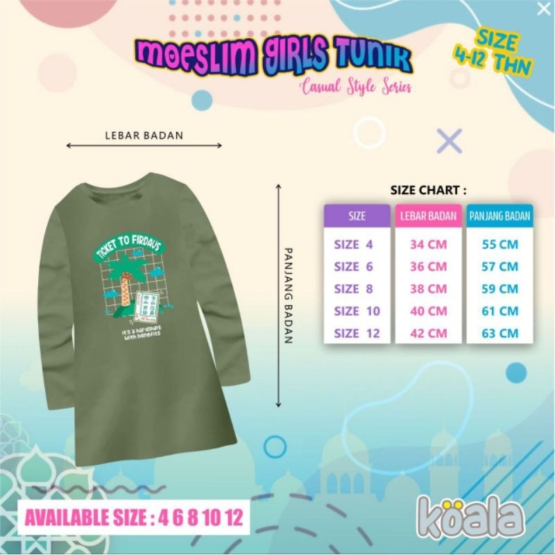 Tunik Kaos Anak Koala Muslimah Serisize 4681012 by Hoolahoop