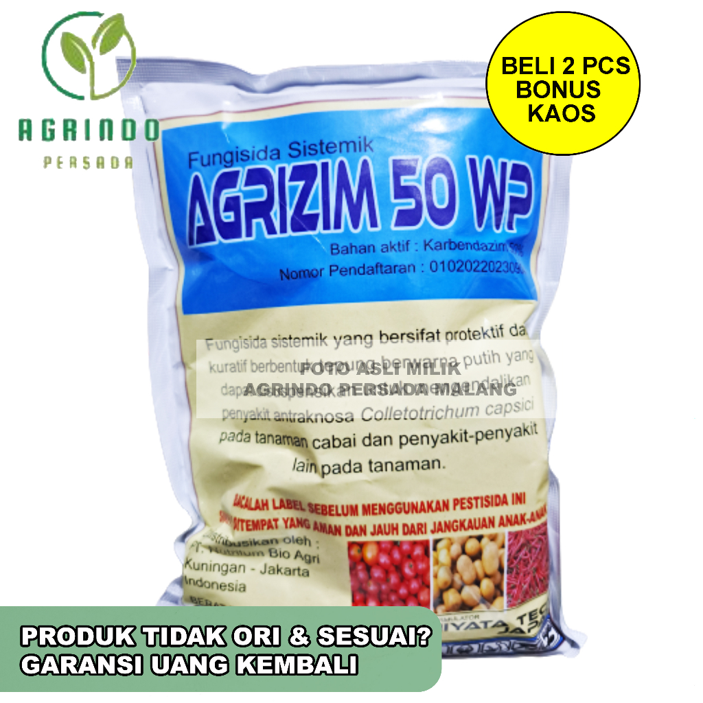 Fungisida Agrizim 50WP 500 gram | Fungisida sejenis Bendas 50WP, Dakozim 80WP | Fungisida Sistemik Agrizim 500 gram