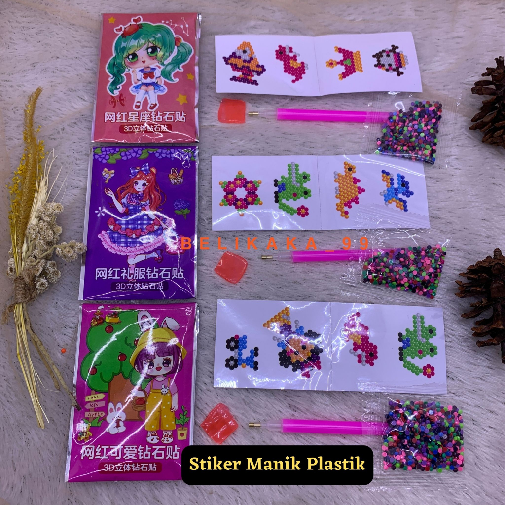 STIKER DIY TEMPEL MANIK MANIK DIAMOND AKRILIK GANTUNGAN PAINTING GLITTER KEMASAN PLASTIK / STIKER MANIK AKRILIK GANTUNGAN / STIKER DIAMOND / STIKER GLITTER / STICKER MANIK / STICKER GLITTER / STICKER DIAMOND PAINTING / STIKER MANIK-MANIK