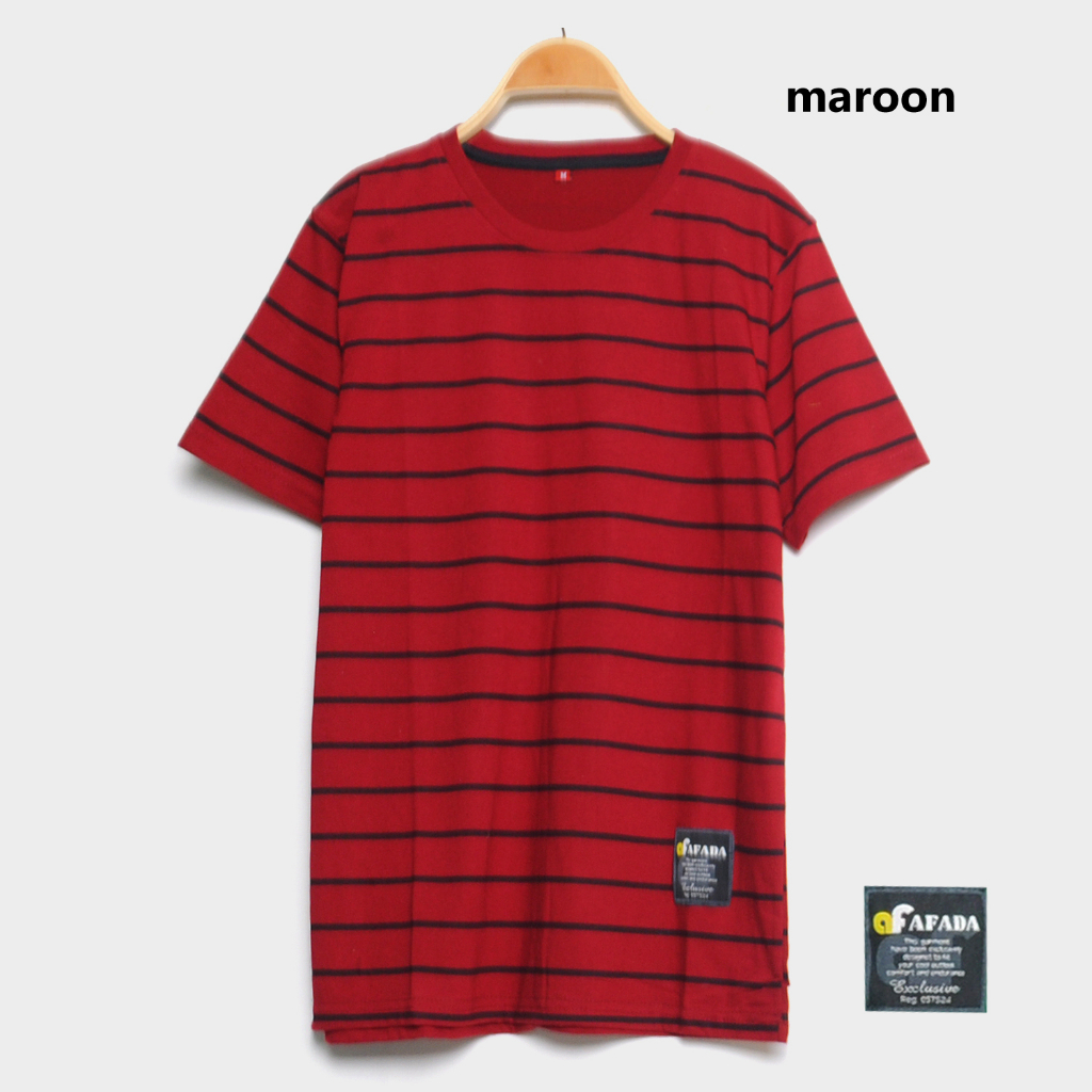 Kaos Polos - Kaos Oblong Pria Stripe Belang-belang / Baju Kaos Distro Garis-garis Lengan Pendek