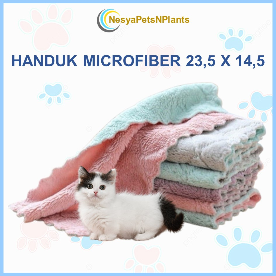 Handuk Microfiber Kucing Anjing Kelinci Grooming Ukuran Kecil 23,5 x 14,5 Cepat Kering