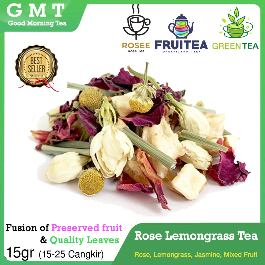 

GMT | Rose Lemongrass Tea | Teh Tisane Rose Lemongrass Jasmine Blend buah Loose Leaf New Premium Hampers