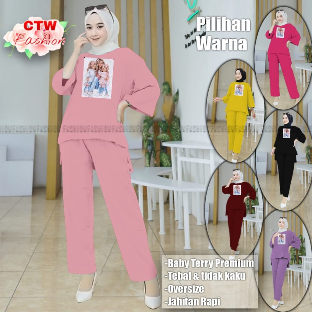 ONE SET WANITA KEKINIAN SETELAN BAJU DEWASA VIRAL BAJU SANTAI