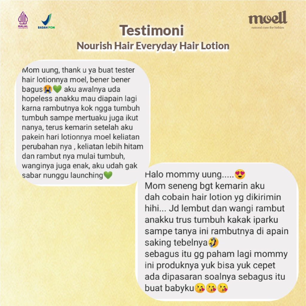 Moell Nourish Hair Everyday - Hair Lotion 100ml / Hair lotion anak / Natural organic / Alkohol free / Menutrisi rambut bayi semarang