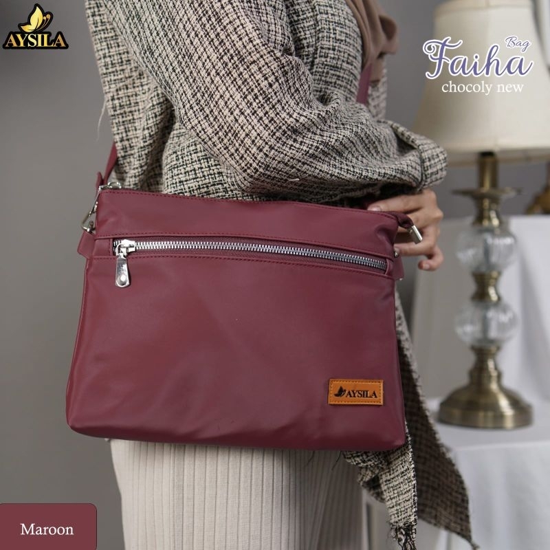 TAS SELEMPANG FAIHA BAG BY AYSILA BAHAN CHOCOLY ANTI AIR PREMIUM TAS LOKAL BERKUALITAS