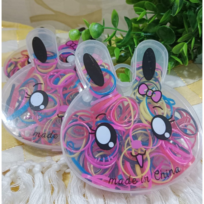 ~ PIYOSHI08 ~ Ikat Rambut Anak Lucu Warna Warni Karet Jepang Kemasan Kepala Bunny Lucu AF102