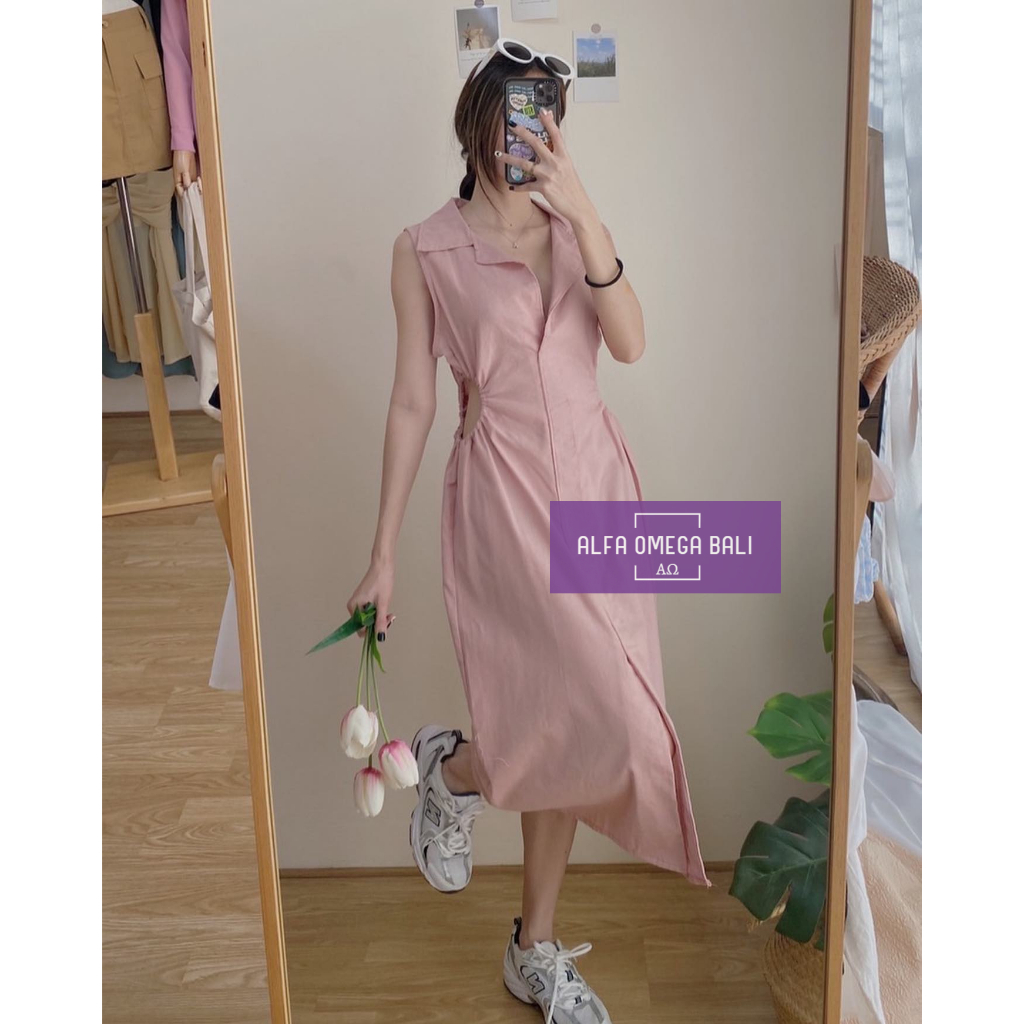 Dress Wanita Linen Kasual dress santai Premium Promo!