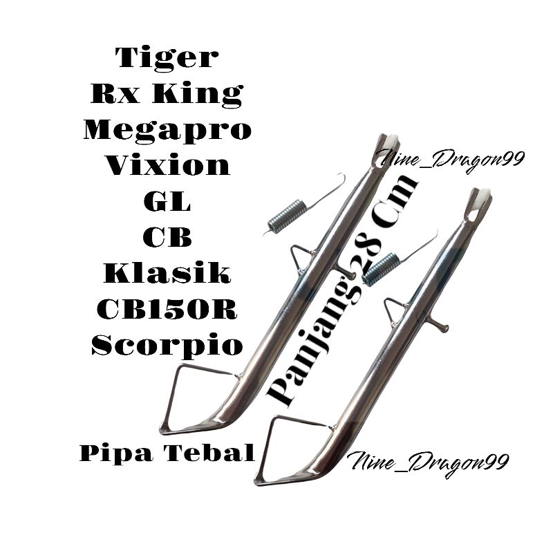 Standar Samping Rx King Ring 18 Standar Satu Chrome 28 CM Rx King Vixion Tiger RXS Megapro GL Scorpio