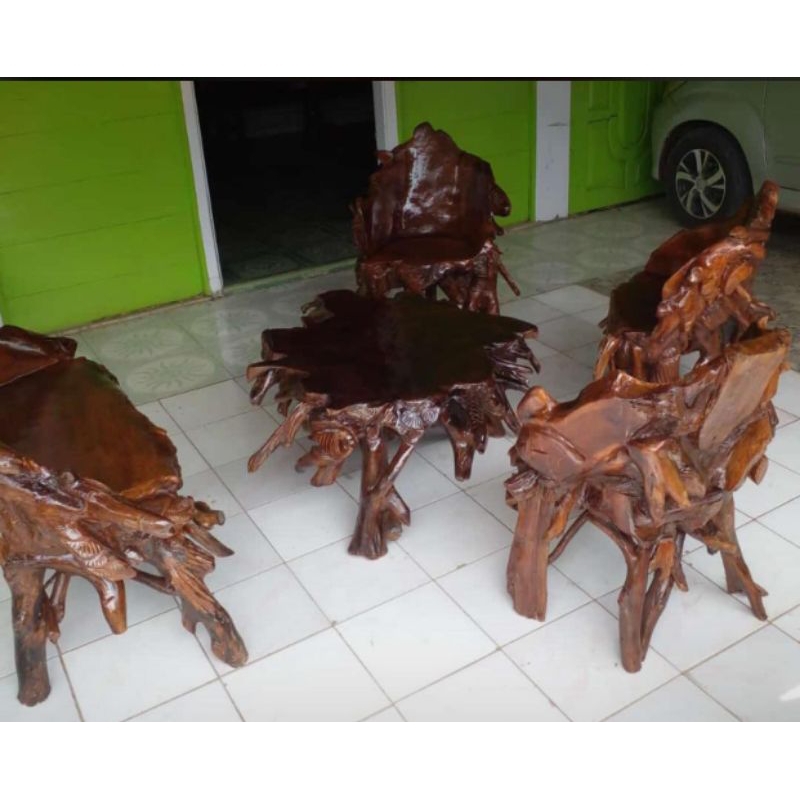 Meja Kursi Akar Kayu jati