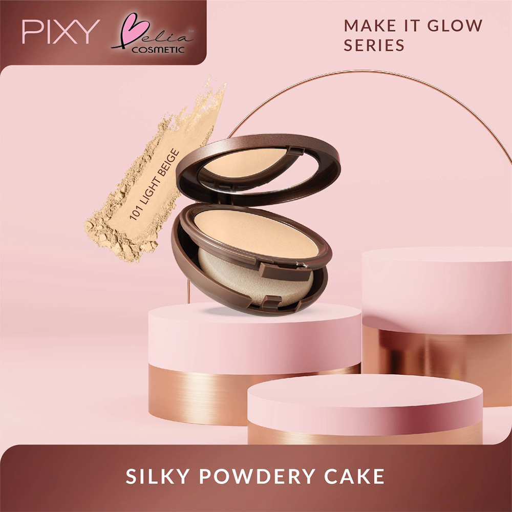 ❤ BELIA ❤ PIXY Make It Glow Silky Powdery Cake With Moisturizing Bontanical Extract Smooth Polished Powder SPF 35 &amp; PA+++ | Two Way Cake  | BPOM