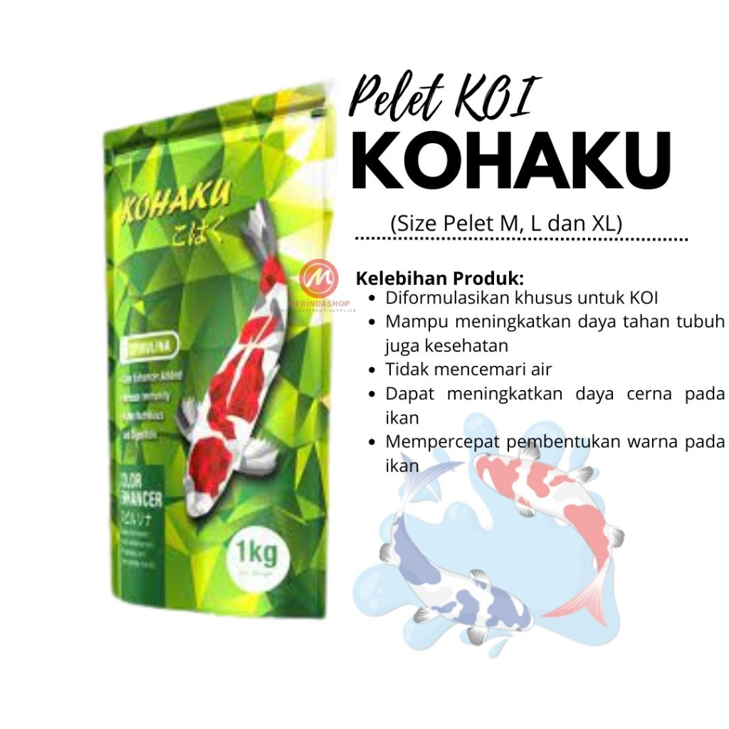 Pelet Ikan KOHAKU Mencerahkan Warna Ikan KOI Berat 1Kg - Pakan KOI