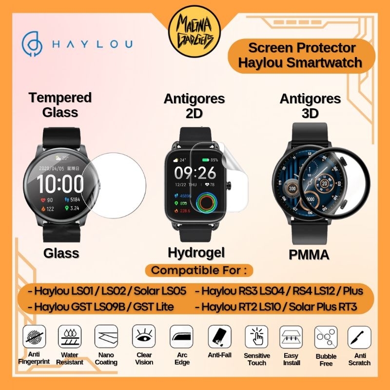 Anti Gores 3D Full Cover Screen Protector Haylou LS02 Solar LS05 RT LS05S GST LS09B RT2 LS10 RS4 RS4 Plus