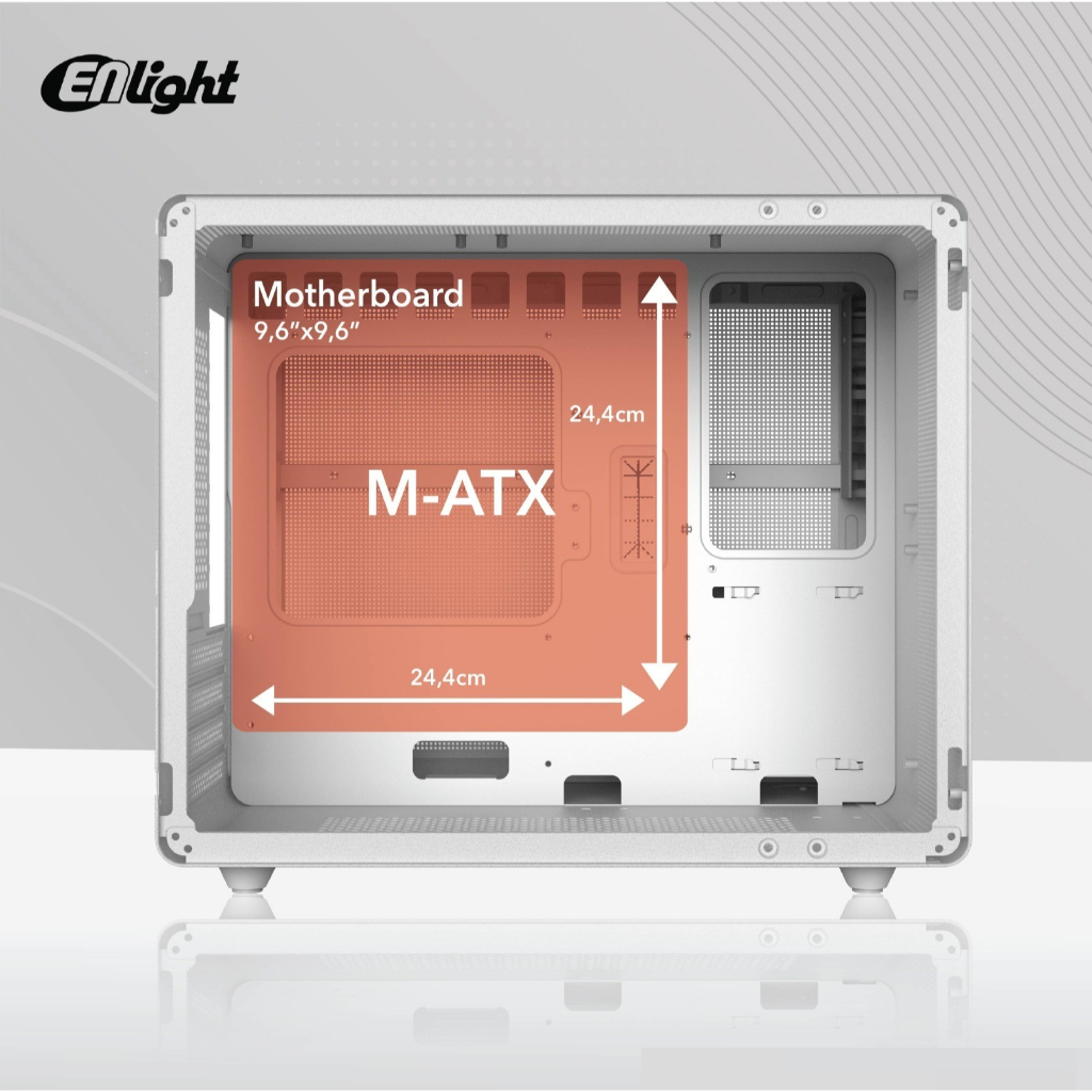 Casing ENLIGHT Z5 Dual Chamber mATX Case Tempered Glass MesH - BLACK