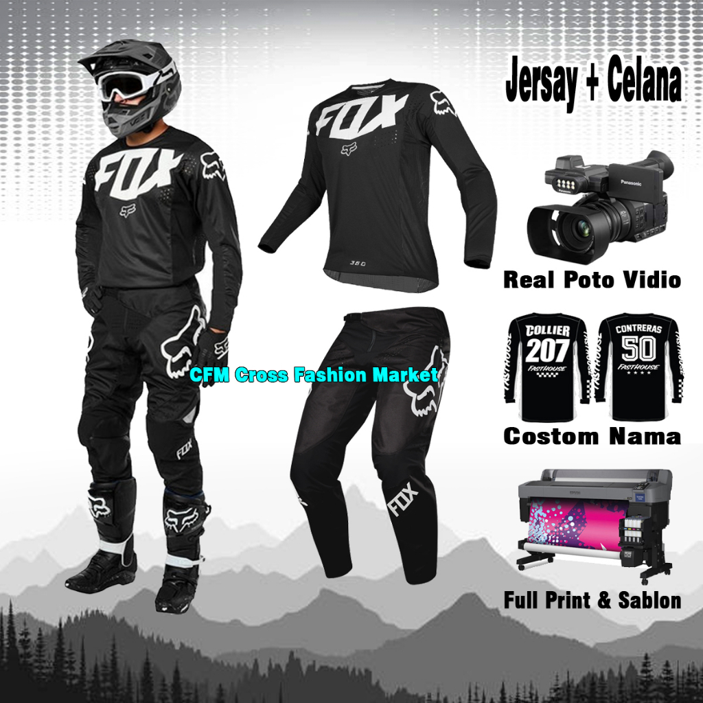 Jersey Trail celana tril Kaos Baju speda Motor Motocross Cross cros black hitam stabilo adventure tr