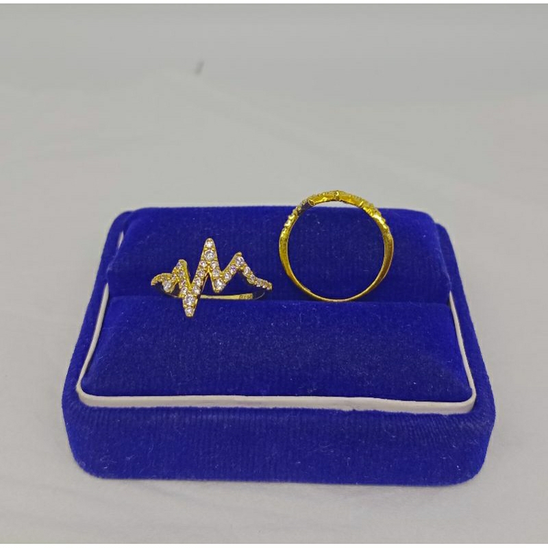 cincin zigzag mata putih/perak asli silver 925 lapis emas/perhiasan fashion wanita terbaru