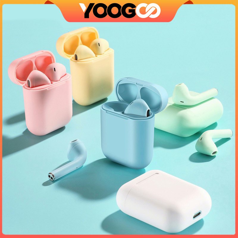 INPODS i12 Headsrt BluetoothTWS Macaron Earphone Bluetooth 5.0 Warna Macaron